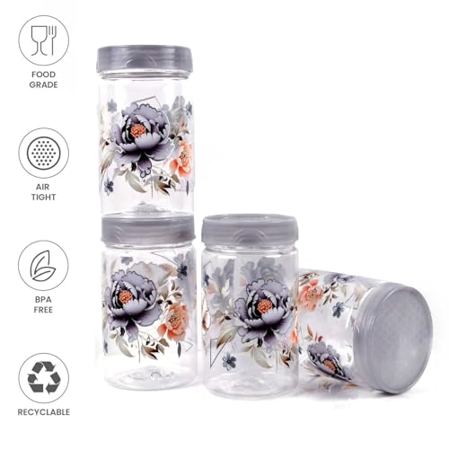 Image of 500 ml Set of 6 -Plastic Airtight Small Storage Container Boxes and Jar Kitchen Set - BPA-Free, Stackable Pantry Organizers for Kitchen Storage, Spices, Dry Fruits, Pulses (Grey)