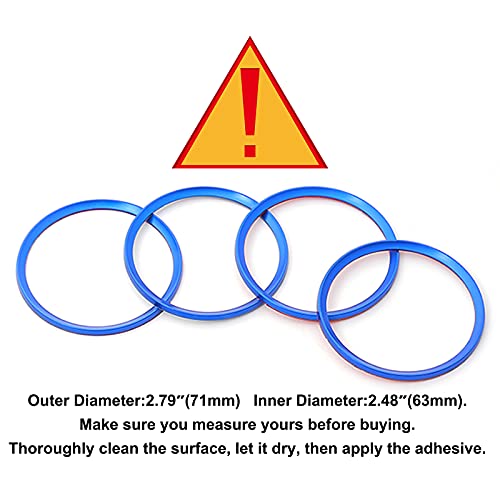 Xotic Tech Aluminum Wheel Hub Surrounding Ring Cover Trim, Blue Sport Racing Style, Compatible With Audi A3 A4 A5 Q3 Q5 Q7 Tt Quattro Or Bmw E36 E46 E90 E92 F30 F31 F34 F80, 4Pcs 63Mm Center Caps #TOP1