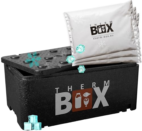 THERM BOX Scatola professionale in polistirolo 20BL con 3 pile refrigeranti per frigo da 20 l, interno: 45,7 x 25,8 x 17 cm, riutilizzabile