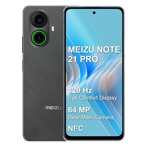 Meizu Note21 Pro 4G Smartphone,6.78' 120Hz FHD+,Cámara Trasera de 64MP,8GB+256GB Telefono Movil,Dual SIM MicroSD Android 14 Teléfonos Inteligentes,Batería 5000mAh 30W Carga Rápida,MTK-G99,NFC,Negro