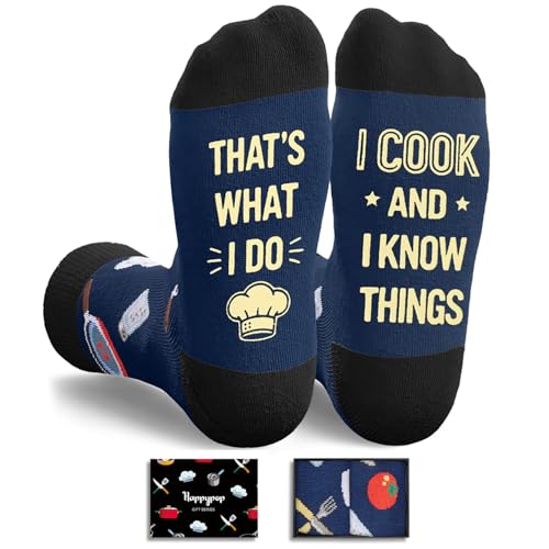 HAPPYPOP Cooking Gifts for Men Women - Chef Gifts for Bakers Who like to Cook, Chef Socks for Cooking Lovers, Culinary & Pastry Gift Ideas