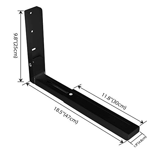 Microwave Wall Mount Brackets, Foldable Arm Adjustable Extensible Wall Hanging Microwave Brackets Oven Stand Shelf Rack Load 100 lb (Black)