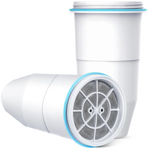 VIPHASES 2 Pack 6-Stage Water Filter Cartridges Replacement for Water Filter Jug ZR-017 ZP-010 Advanced 0 TDS System to Removes 99.99% Lead Chlorine Fluoride PFOA/PFOS TUV Certified