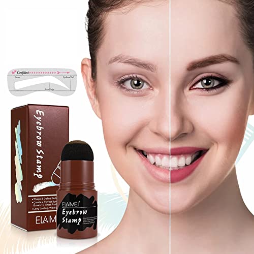 Eyebrow stencil kit Waterproof, Reusable Styling Tool Brow Stamp Shaping Kit Professional Eyebrow Powder Stamp Makeup Long Lasting Buildable Eyebrow Makeup Professional - Dark brown