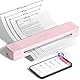 ASprink Mobiler Drucker A4 für Unterwegs, Thermodrucker A4 P831 für US Letter/A4/B5/A5, Drucker Klein Kompakt für Normalpapier/Thermopapier mit 1 P831 Use Ribbon - Rosa