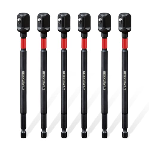 Image of Geinxurn 6Pcs Impact Socket Adapter Set,1 /2 inch Drive Square, 6 Inches Extension Bit Socket Sriver Set,Adapt Your Power Drill to High Torque Impact Wrench