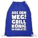 shirt-o-magic Barbecue: im Einsatz! - Baumwoll Gymsac -37cm-46cm-Royales Blau