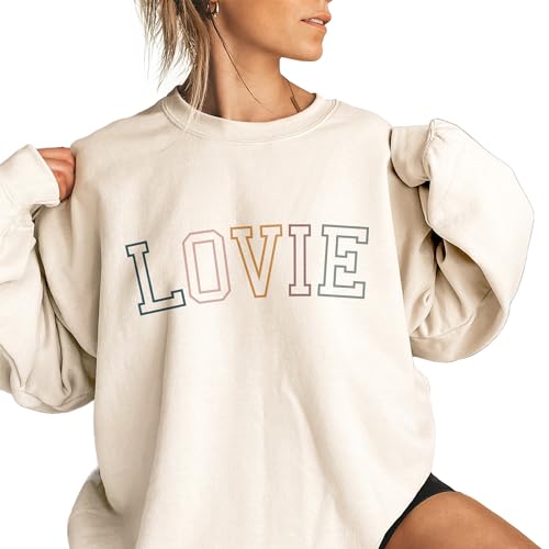 Retro Lovie Sweatshirt, Gift For New Grandma, Mother's Day Shirt, Cute Lovie Shirts, Unisex Crewneck Sweatshirt White3