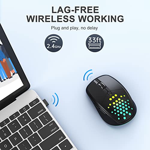 Uhuru Rechargeable Led Wireless Mouse, 2.4G Silent Mouse 5 Adjustable Dpi Up To 3600, 6 Buttons Computer Mice With Usb & Type-C Adapter, Compatible With Windows Mac Chromebook (Black) (Ugm-01) #TOP7
