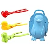 Xmiral 4er-Pack Schneespielzeug-Kit Schneeballmacher-Werkzeuge Enten lieben Herz Pinguin Schneeformen Schneeballclip für Kinder Erwachsene Schneeballschlachten Sonnenhut Damen