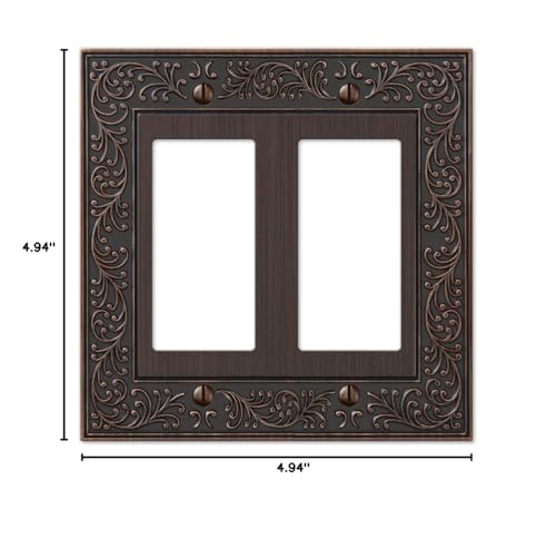 Image of Amerelle 43RRVB English Garden Wallplate, 2 Rocker, Cast Metal, Aged Bronze, 1-Pack
