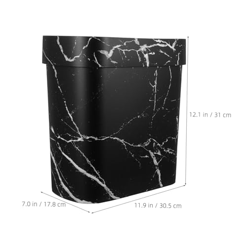 Caneca de basura rectangular negra de plástico sin tapa miniatura 2