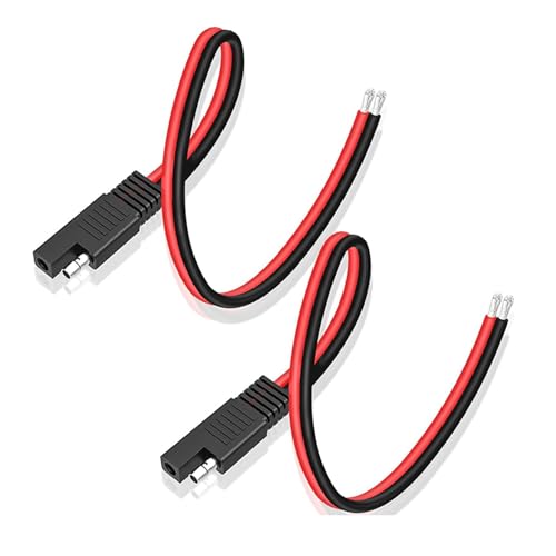 Cable de conexión SAE, 2 fusibles, cable de carga de batería, cable de extensión SAE, cable de extensión SAE a SAE de 2 pines de conexión rápida/separación, 14 AWG, 30 cm
