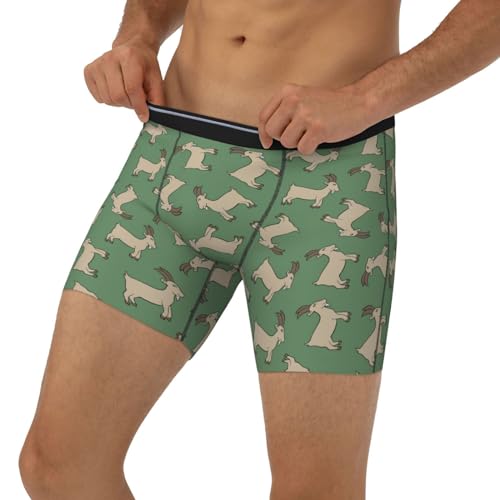 Mens Underwear Boxer Briefs - Soft Breathable Classic Cute Goat Green Men Underwear Boxer Briefs