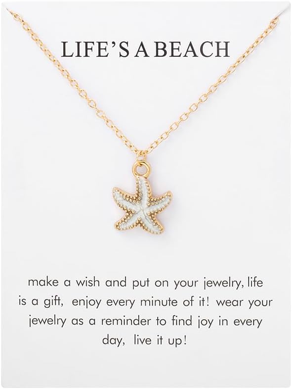 6Pcs Gold Beach Starfish Necklace Set for Women Cute Beachy Hawaii Star Fish Bulk Necklaces Pack Trendy Hawaiian Friendship Matching Jewelry Accessories - Image 5