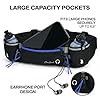 Hydration Running Belt with 2 Water Bottles for Men & Women – No-Bounce Adjustable Waist Pack, Fits Large Phones up to 6.6”, Running, Walking & Hiking, Reflective Strips (Blue)