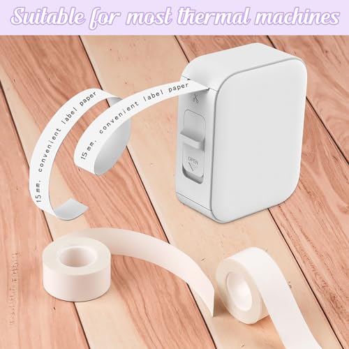 4 Rollen Etikettenband Geeignet für Etikettendrucker Wasserfeste Etikettenband Drucken Sie Barcode, Name, Datum, Preis usw Geeignet für Haus, Büro, Schule (Weiß, Rollen /15mmx4m)