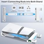 PS5 Slim/Pro Horizontal Cooling Stand for Disc & Digital, Dual Controller Charger with 3-Level Cooling Fan, PS5 Stand for Pro & Slim Console (NOT Fit 2020 Regular Version)