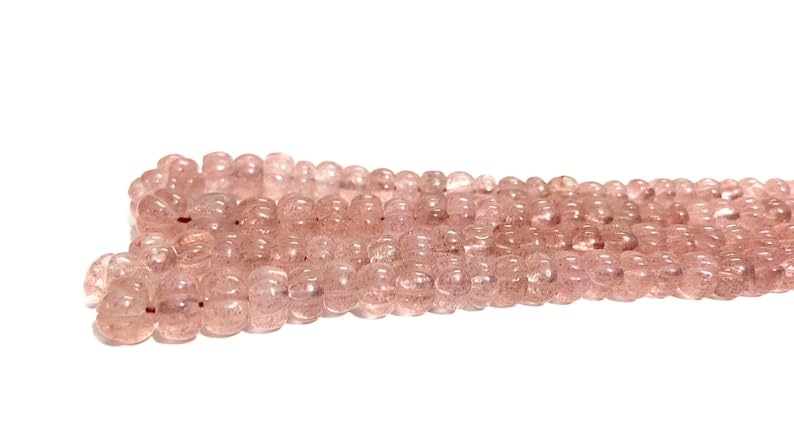Naturalny truskawkowy kwarc, melon, gładkie koraliki, 5-8 mm, długość 40 cm, tworzenie biżuterii, koraliki z kamieni szlachetnych do naszyjnika, bransoletki