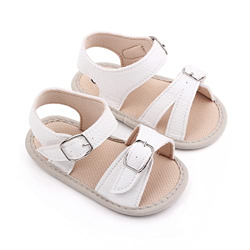 Baby Shoes Fashion Soft Soled Toddler Shoes Breathable Hollow Baby Sandals Toddler Boys Wide Sandals (White, 5 Infant)4