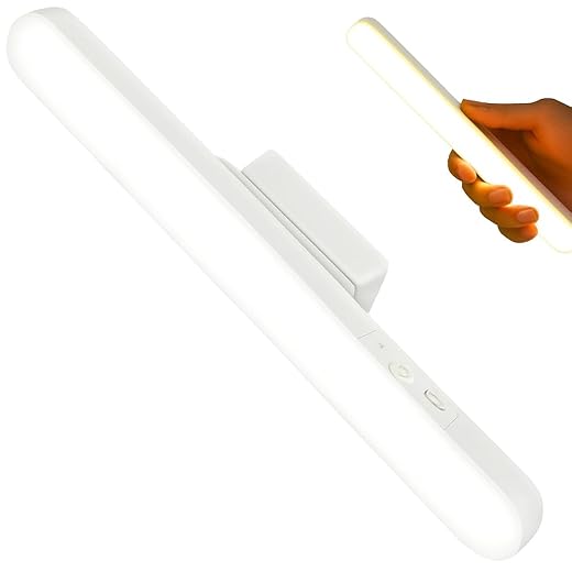 Luminária De Mesa Led Recarregável USB Touch com 2 Suportes Magnético e Base para Apoio de Mesa ideal para Parede Armário Cozinha, Banheiro e Mesa Led com Luz Ajustável 3 modos de Iluminação Premium