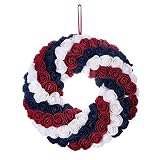 Fourth of July Wreath,13”Patriotic Wreath Red White Blue Flower Wreath for Independence Day Decor