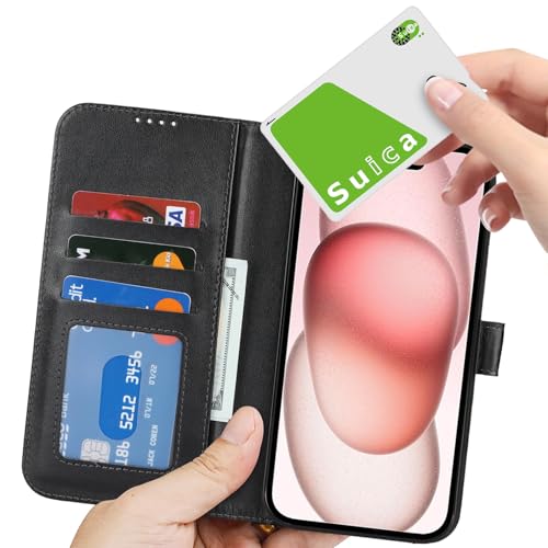 Image of for iPhone 15 Case Wallet with Card Holder,for iPhone 15 Wallet Case for Women Men,PU Leather Shockproof Magnetic Buckle Stand Flip Phone Case-Black