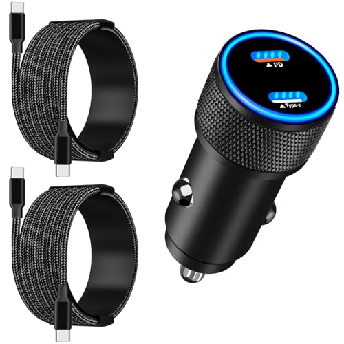 [Apple MFi Certified] iPhone 17 Car Charger, Linocell 90W USB C Car Charger Dual PD Power Cigarette...