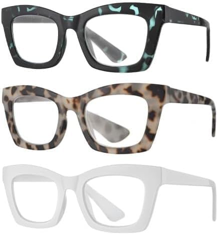 Image of 3 pack style Spring hinge Readers Blue Light Blocking Computer Square Reading Glasses for Women Men
