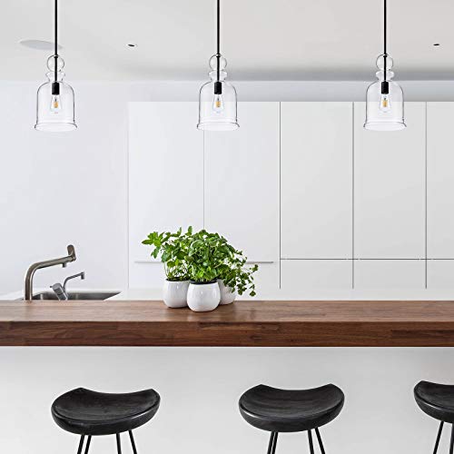 Na Bottle Glass Pendant Light, Industrial Ceiling Light Fixture Large Farmhouse Pendant Lighting Vintage Lamp Black Adjustable Ceiling Hang Light For Kitchen Island Sink Bar Dining Room Coffee #TOP4