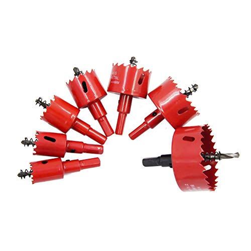 Laiwei Bi-Metal Hole Saw Kit, 7 Pcs 7/8" To 2-1/2" General Purpose Hole Saw Drill Bits, Hss Hole Cutter With Arbor For Wood, Plastic, Drywall, Size(22,25,28,35,44,51,64) #TOP5
