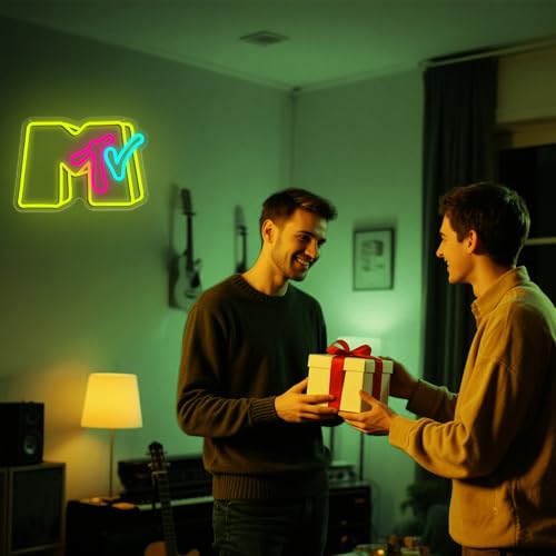 Image of Music Neon Sign for Wall Decor Dimmable Music Neon Light Up Sign for Man Cave Neon Lights for Bedroom Led Neon Sign Suitable for Record Studio Bar Nightclub Party Concert Venue Size 13.77*9.64In(P081)