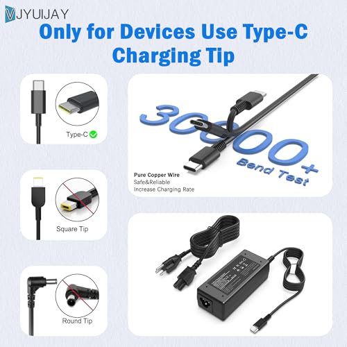 Image of Universal 65W USB C Laptop Charger Compatible with HP chromebook Lenovo Dell Acer Asus Samsung Google Computer Type C Power AC Adapter