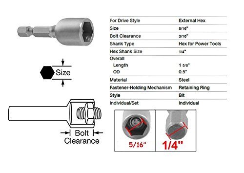 Hex Magnetic Power 8Mm 5/16 Socket Adapter Drill Bit Nut Driver Set 1/4 Inch Hex For Power Tools, 10-Piece #TOP1