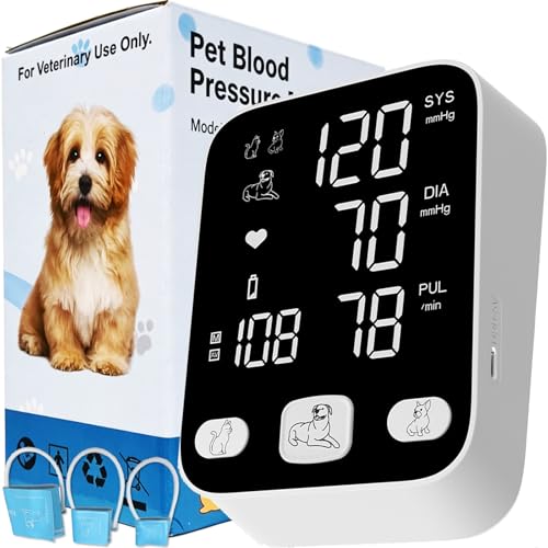 LBO Pet/Dog/Cat Veterinary Blood Pressure Monitor, Animal Automatic Digital BP Machine with Large LCD Screen Backlight 3 Cuffs 3X199 Data Memory Silent