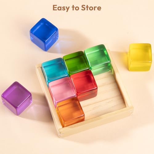 Image of Woodtoe Large Building Blocks, Montessori Sensory Blocks for Toddlers 1-4 | Rainbow Acrylic Block Set, Montessori Toys for 1 2 3 Year Old Boy Girl, No Choking Hazard, Early Learning Kids Birthday Gifts