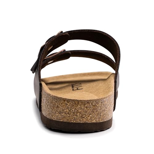 Image of FITORY Mens Sandals, Arch Support Slides with Adjustable Buckle Straps and Cork Footbed Size 7-14.5