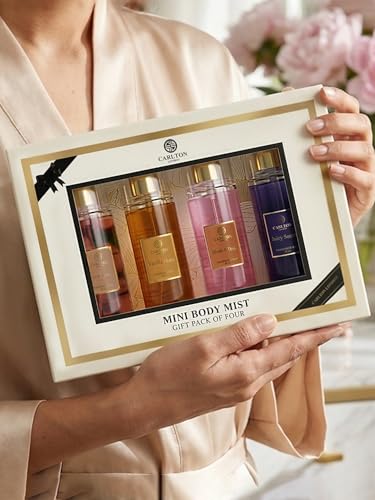 Image of Carlton London Women Gift Set of Mini Body Mist Pack of 4 (50ml Each) | Long Lasting Premium Fragrance Combo for Women & Girls | Floral & Fresh Perfume Spray Collection | Travel Friendly Gift Set
