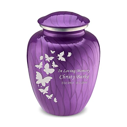 Image of Geturns Embrace Adult Personalized Butterfly Cremation Urns for Human Ashes I Large Pearl Purple Funeral Urn for Men and Women I 200 lbs