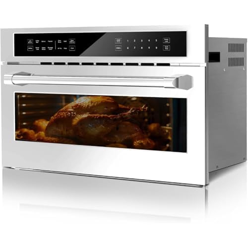 GarveeHome 30 ft Microwave Convection Oven, 1.6 Cu Ft Built In Microwave Oven with Air Fryer-Child Safety Lock-Drop Down Door, 1700W Touch Control-Mul