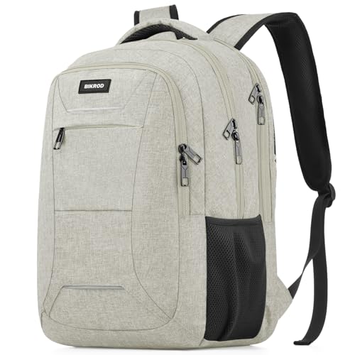 Image of BIKROD Backpack for Men Women, School Backpacks for Teen Boys, Business Anti Theft Sturdy Travel Laptop Backpack, Water Resistant 15.6 Inch Computer Bag Gift, Beige