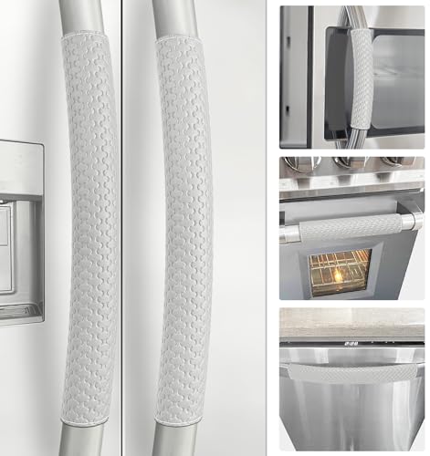 Refrigerator Door Handle Covers, 5 PCS, Performance Appliance Handle Covers, Non-Slip Fridge Door Handle Covers, Keep Your Kitchen Clean, Microwave Oven Dishwasher door Handle Protectors(Light Gray)