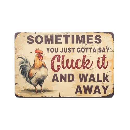 Funny Tin Signs Chicken Coop Decor Outdoor Vintage Rooster Gifts Yard-signs Decorative Signage For Farm and Garden 8×12 inches (L)