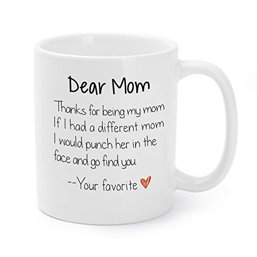 Mugaholics Coffee Mugs for Mother, Funny Thanksgiving Day, Christmas Day, Brithday Mug Presents for Mom - Thanks For Being My Mom Gag Coffee Tea Cups 11 Oz - MO-9