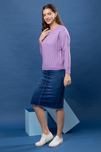 Image of Wear lusso Women's Woolen Cable Knit Pullover Sweater | Full Sleeve Round Neck Winter Wear | 100% Wool Soft & Warm Stylish Sweater for Girls, Ladies & Women | Cozy Casual Winter Fashion