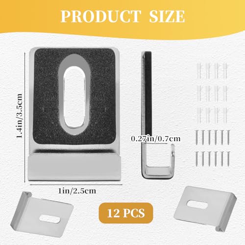 Image of 12 Pcs Metal Mirror Holder Clips, Wide Channel Mirror Hanging Kit, Heavy Duty Mirror Holders for Wall Mounting, Frameless Mirror Mounting Hardware, Mirror Hangers Retainer with Screw 1 /4 inch(Silver)