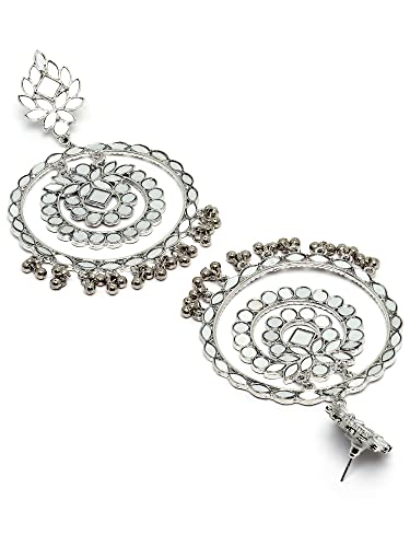 Image of Karatcart Red Stone Studded Gold Plated Drop Earrings for Women