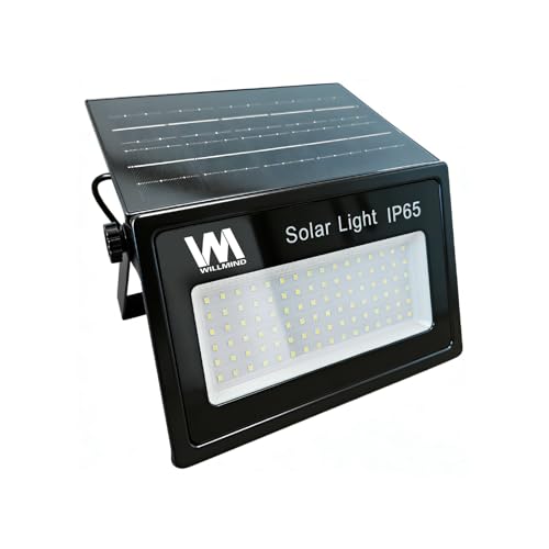 Willmind ソーラーLED投光器 屋外用 600lm 6500K 昼光色 人感センサー搭載 自動点灯消灯 リモコン付き 角度調整可能ソーラーパネル＆LED 配線不要 電気代ゼロ IP65防水 防犯灯 ガレージ 庭 玄関 駐車場 屋外照明用