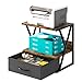 aboxoo Printer Stand for Desk with Storage Drawer, 2 Tier Desktop Or UnderDesk Shelf, Multi-Purpose Desk Organizer for Home Office, fit Fax Machine/3D Printer/Scanner, Rustic Brown