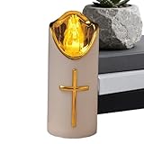 Generico LED Senza Fiamma | Lumi Decorativi A Batteria Per Cimiteri E Tombe - Candela Elettrica Finta a LED | per Chiesa Camera Soggiorno Giardino Percorso